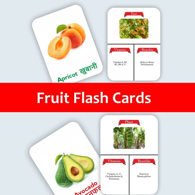 Clapjoy Fruits Flash Card For Kids Of Age 2 Years And Above