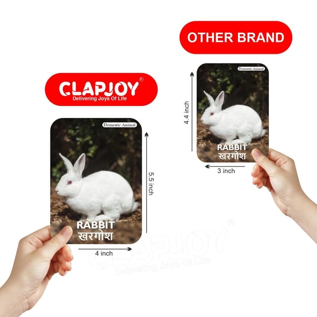 Clapjoy Animals Flash Card For Kids Of Age 2 Years And Above