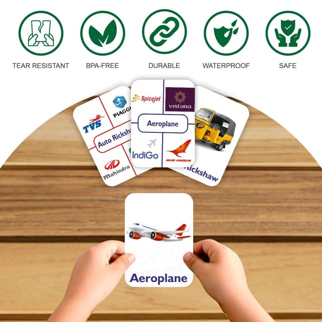 Clapjoy Vehicles Flash Card For Kids Of Age 2 Years And Above