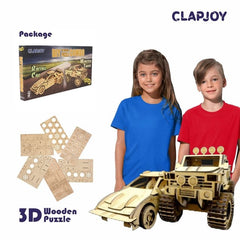 Clapjoy 3D Wooden Puzzle Monster Truck And Racing Car Combo For Kids Of Age 6 Years And Above