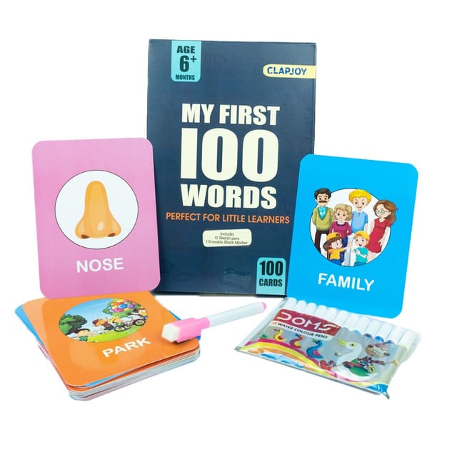 Clapjoy My First 100 Words Flash Cards For Kids Of Age 1 Years And Above