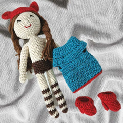 Clapjoy Soft Hand Knitted Cotton Thread Doll For Kids