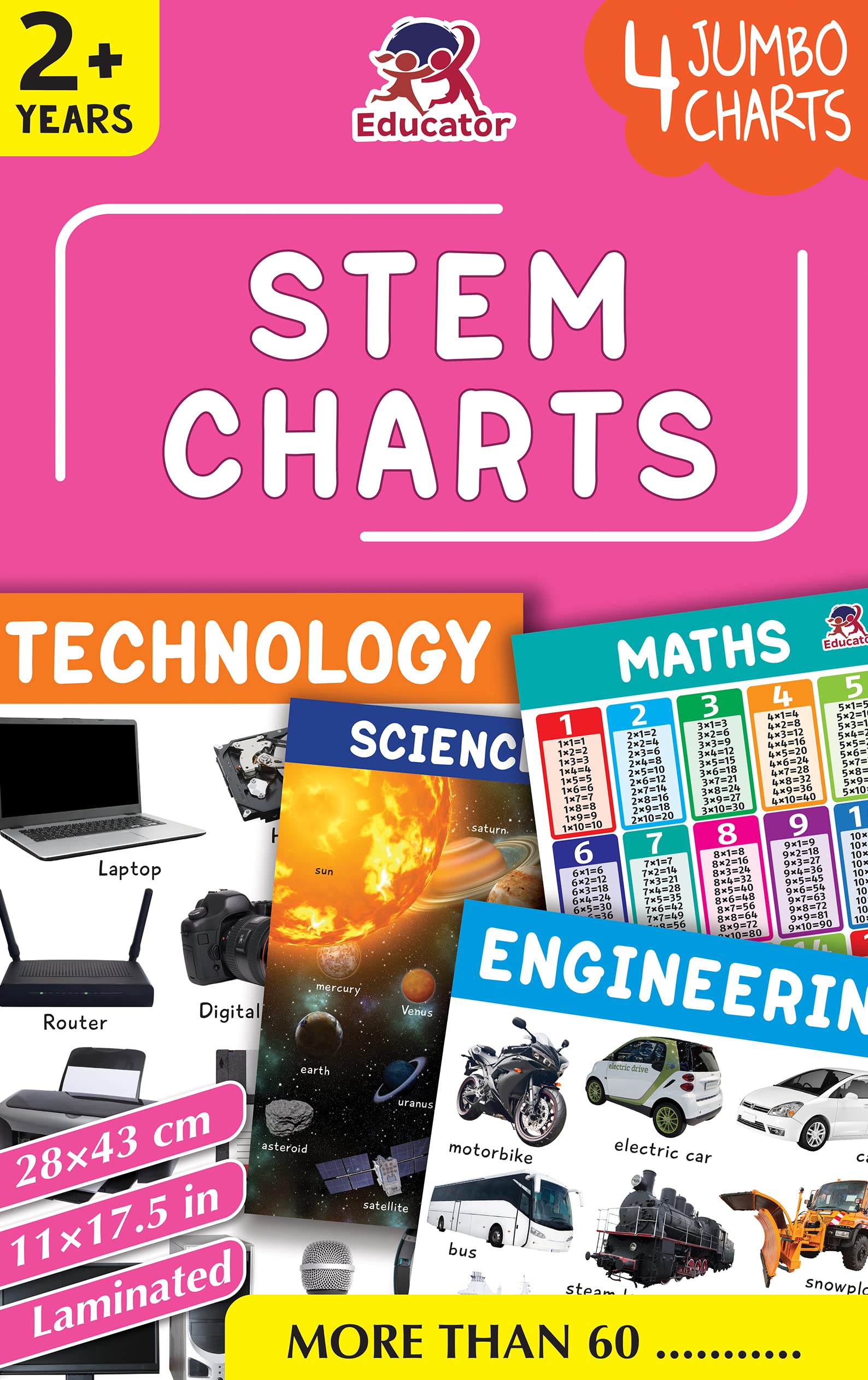 Pegasus Stem Charts - 4 Jumbo Charts for Kids