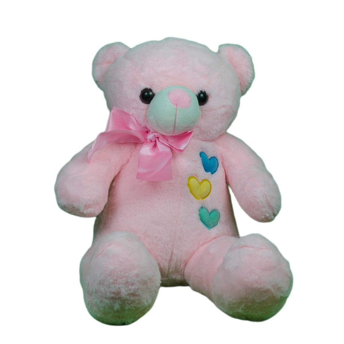 Play Hour Teddy Bear Plush Soft with Pink Ribon Bow Toy for Ages 3 Years and Up - Pink, 70cm