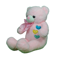 Play Hour Teddy Bear Plush Soft with Pink Ribon Bow Toy for Ages 3 Years and Up - Pink, 70cm