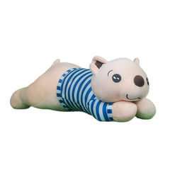 Play Hour Johny Bear Pillow Plush Soft Toy with Blue and White Stripes Cloth for Ages 3 Years and Up, 60cm