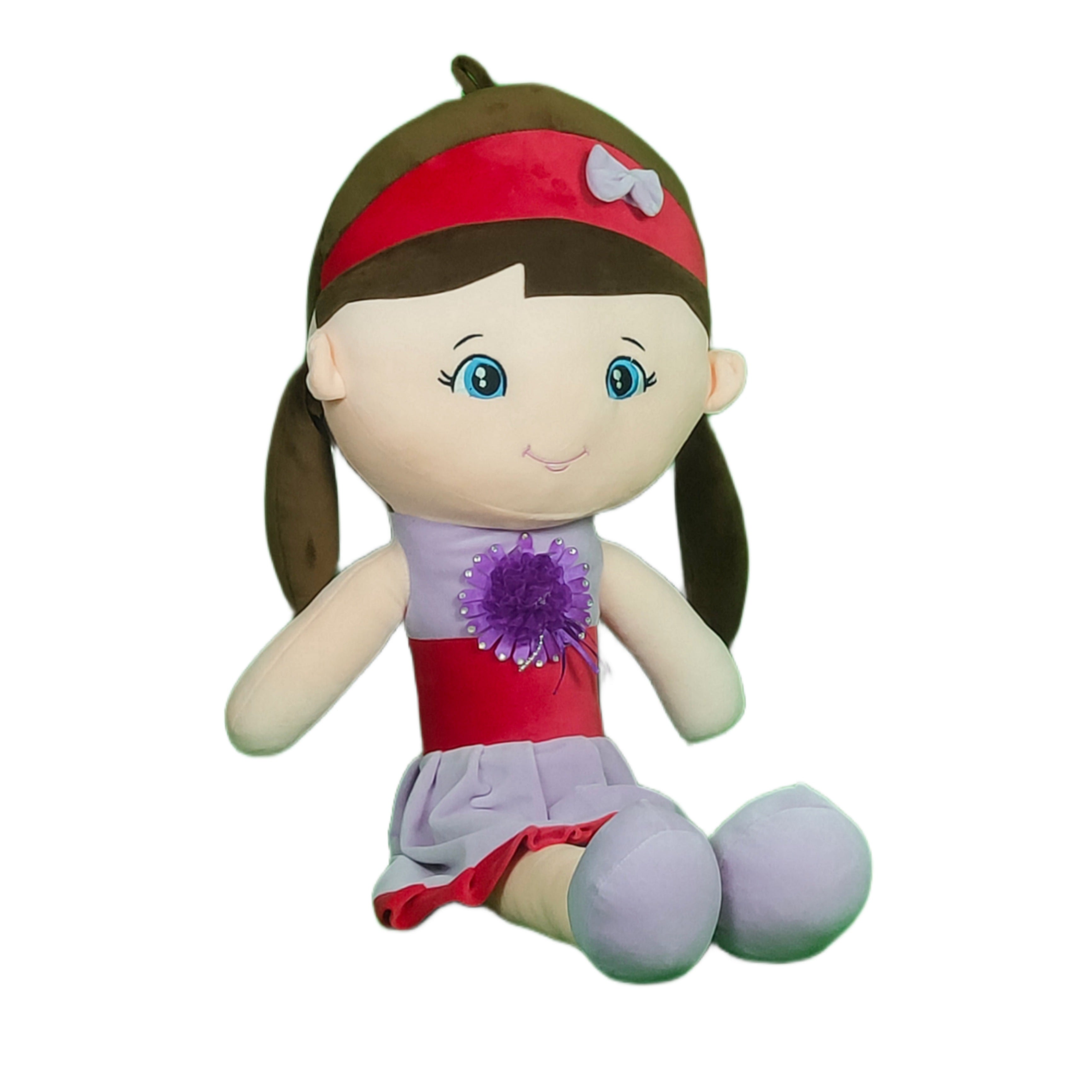 Play Hour Melly Rag Doll Plush Soft Toy Wearing Red & Lavender Dress for Ages 3 Years and Up, 80cm