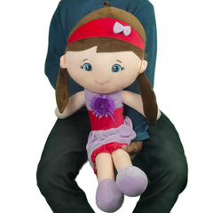 Play Hour Melly Rag Doll Plush Soft Toy Wearing Red & Lavender Dress for Ages 3 Years and Up, 80cm