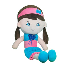 Play Hour Melly Rag Doll Plush Soft Toy Wearing Pink & Sky Dress for Ages 3 Years and Up, 80cm