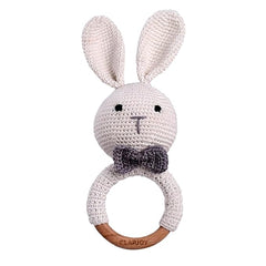 Clapjoy Baby Rattle 0-6 Months Montessori Sensory Toys For Babies, Handmade Crochet Bunny Ring Rattle Toy | Teething Toy |Toddler Play Toy Newborn Shower Gift For Infant Boys Girls 3 6 9 12 Months