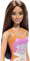 Barbie Beach Doll With Light Brown Hair Wearing Tropical Pink And Orange Swimsuit For Kids Ages 3+