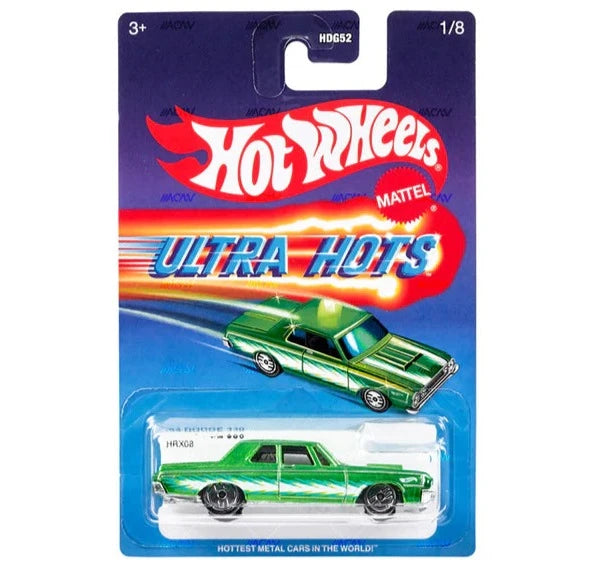 Hot Wheels Ultra Hots Retro 2024 Edition 1:64 Scale 64 Dodge 330 Die-Cast Vehicles with Full Front & Rear Decoration VUM Parts for Ages 3+