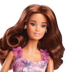 Barbie Signature Birthday Wishes Doll, Collectible in Satiny Lilac Dress with Wavy Brown Hair and Giftable Packaging