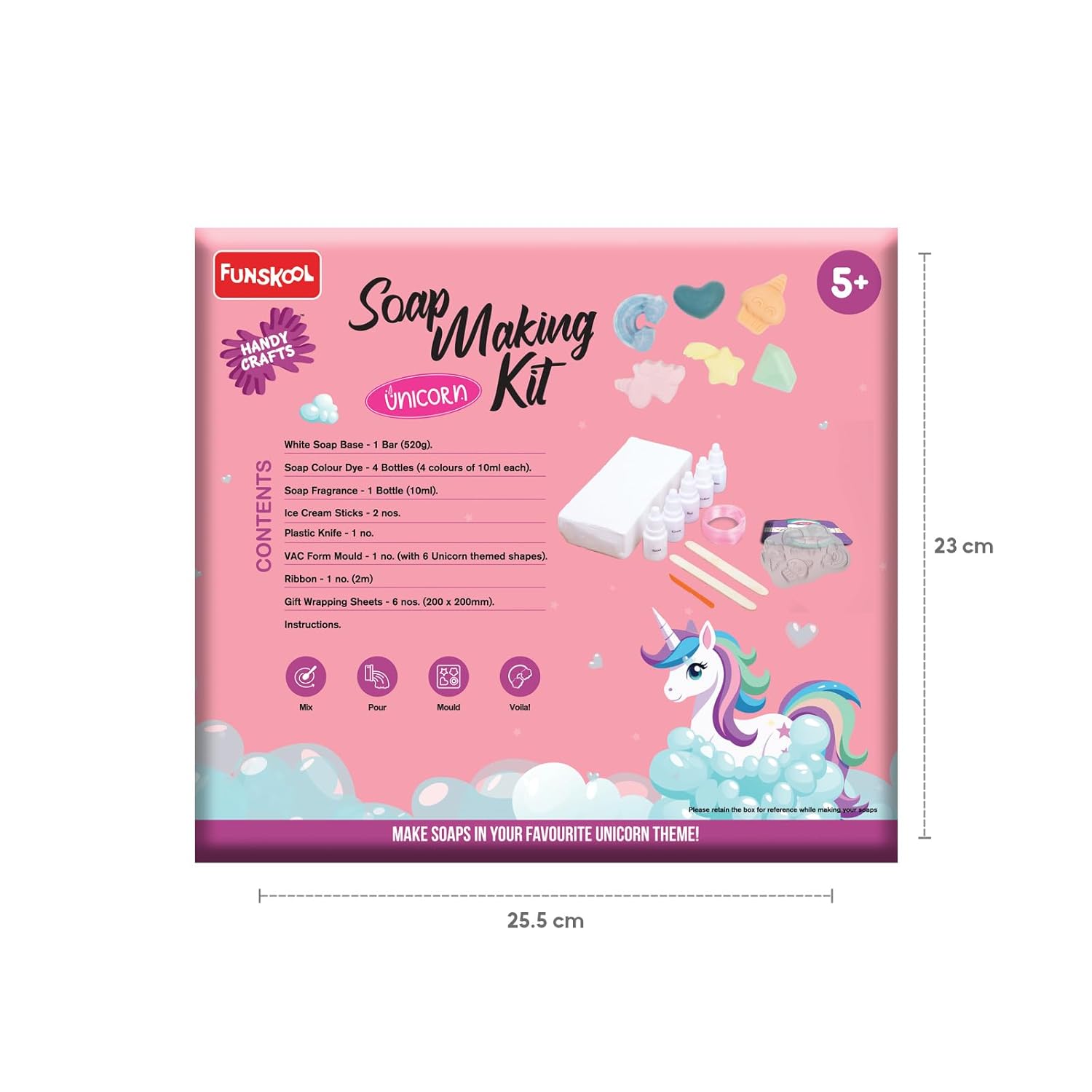 Funskool Handycrafts Unicorn Soap Making Kit- 6 Different Soap Shapes Activity Kit for Ages 5+