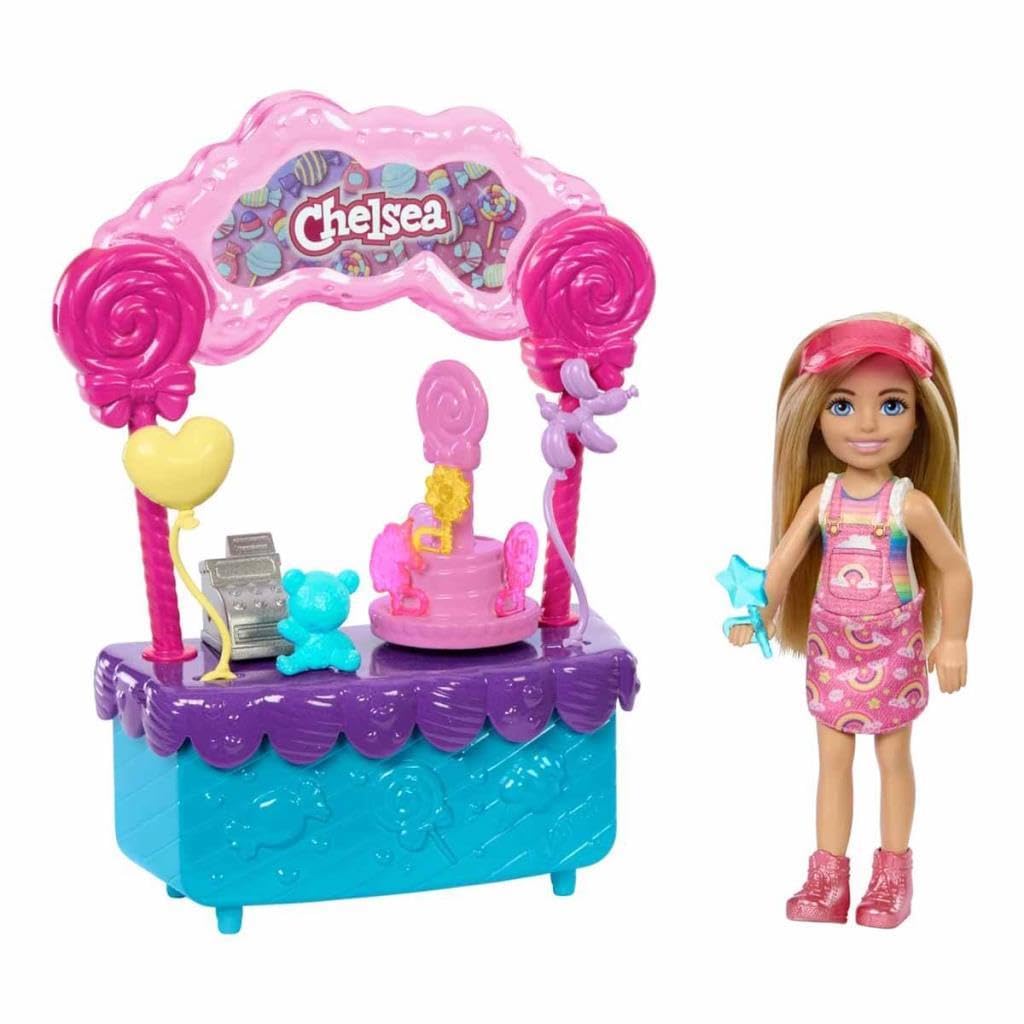 Barbie Chelsea Doll & Lollipop Stand Playset with Accessories, 10-Piece Toy Set from and Stacie to The Rescue movie for Kids Ages 3+