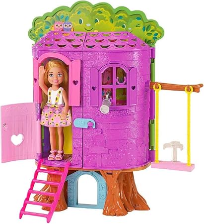 Barbie Chelsea Doll And Treehouse Playset With Pet Puppy For Kids Ages 3+