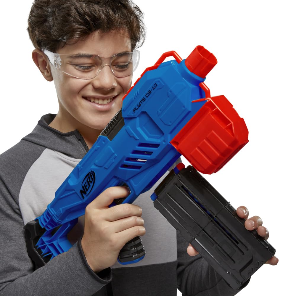 Nerf Alpha Strike Flyte CS-10 Motorised Blaster‚ 10-Dart Clip-Fed Blasting‚ 20 Official Nerf Elite Darts for Kids, Teens, Adults