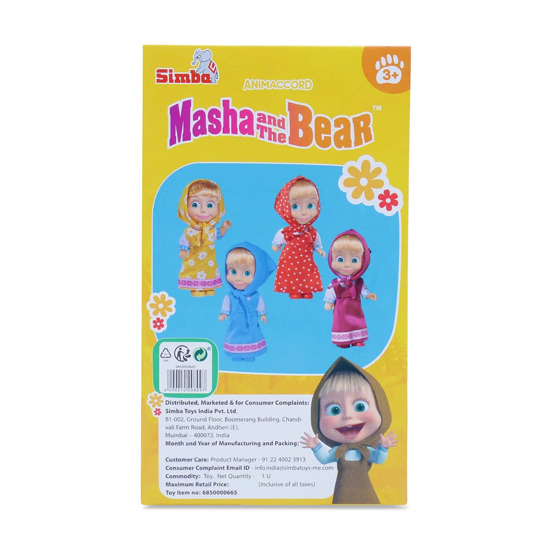 Simba Masha and The Bear 12 Cm Toy Doll With Red Dress Ideal For Ages 3+