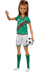 Barbie Soccer Doll, Brunette Ponytail, Colorful 16 Uniform, Soccer Ball, Cleats, Tall Socks, Great Sports for Ages 3+