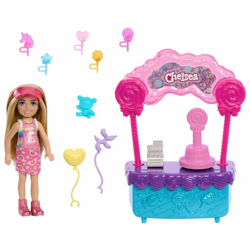 Barbie Chelsea Doll & Lollipop Stand Playset with Accessories, 10-Piece Toy Set from and Stacie to The Rescue movie for Kids Ages 3+