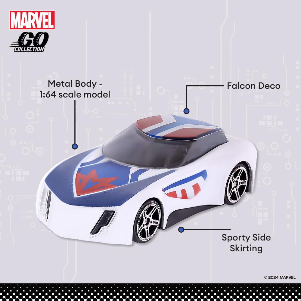 Marvel Go 1:64 Diecast Falcon Rapid Racer Toy Car for Collection for Ages 3 years and up