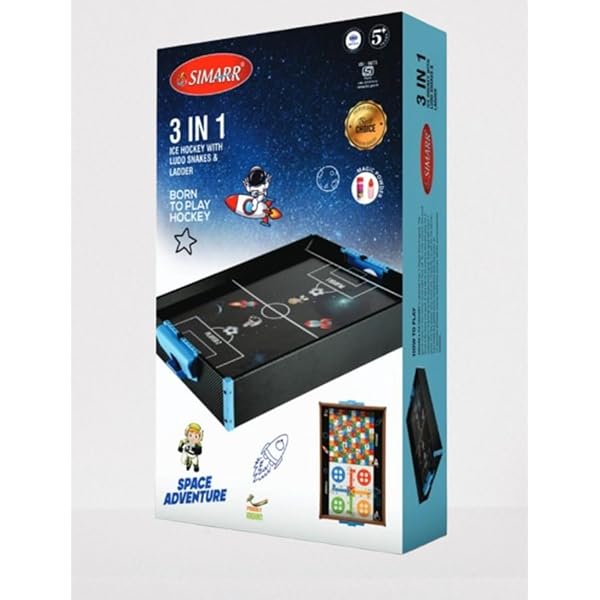 Simarr 3 in 1 Ice Hockey With Ludo Snakes & Ladder For Kids Ages 5 Years and Up