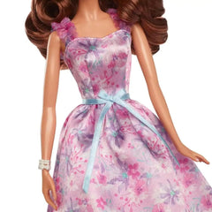 Barbie Signature Birthday Wishes Doll, Collectible in Satiny Lilac Dress with Wavy Brown Hair and Giftable Packaging