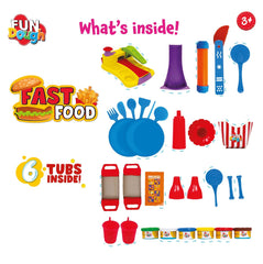 Funskool-Fundough Fast Food Playset with 23 molds to make own version food for Kids Ages 3+