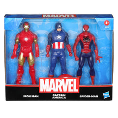 Marvel 6-Inch 3 Pack Set Including Iron Man, Captain America, and Spider-Man Action Figure, Super Hero Toys for Kids, Ages 4+