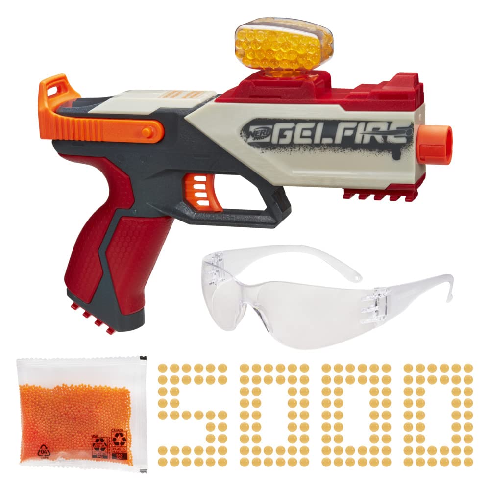 Nerf Pro Gelfire Legion Spring Action Blaster, 5000 Gelfire Rounds, 130 Round Hopper, Protective Eyewear, Slam Fire, Ages 14+