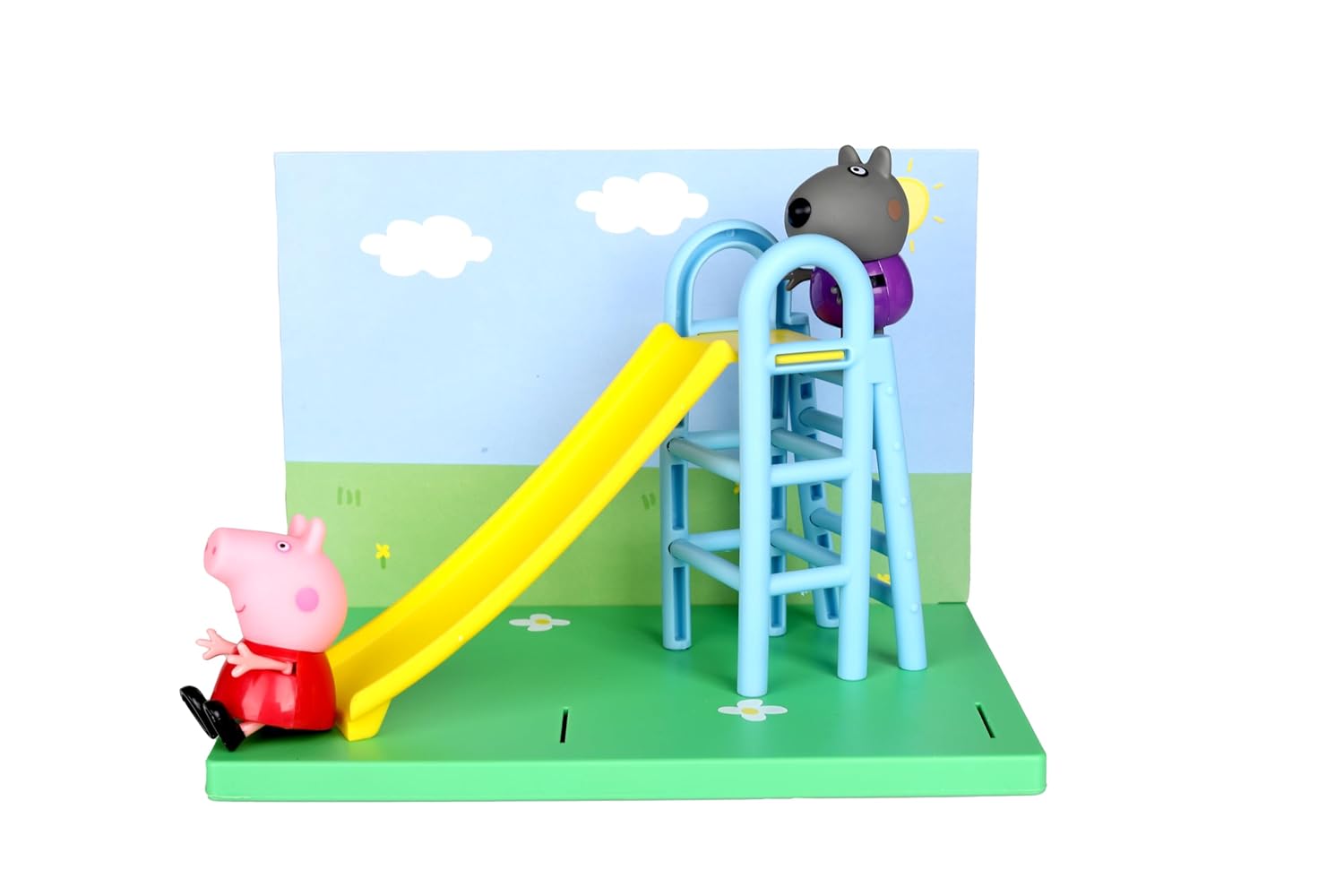 PEPPA PIG Playground Slide Themed Preschool Toy and Danny Dog, Includes 2 poseable Figures, Playground Slide Accessory and Scene Cards, for Girls and Boys Ages 3 and up