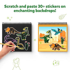 Skillmatics Magical Scratch Art Book for Kids - Dinosaurs, Craft Kits & Supplies, DIY Activity & Stickers, Gifts for Toddlers, Girls & Boys Ages 3, 4, 5, 6, 7, 8, Travel Toys