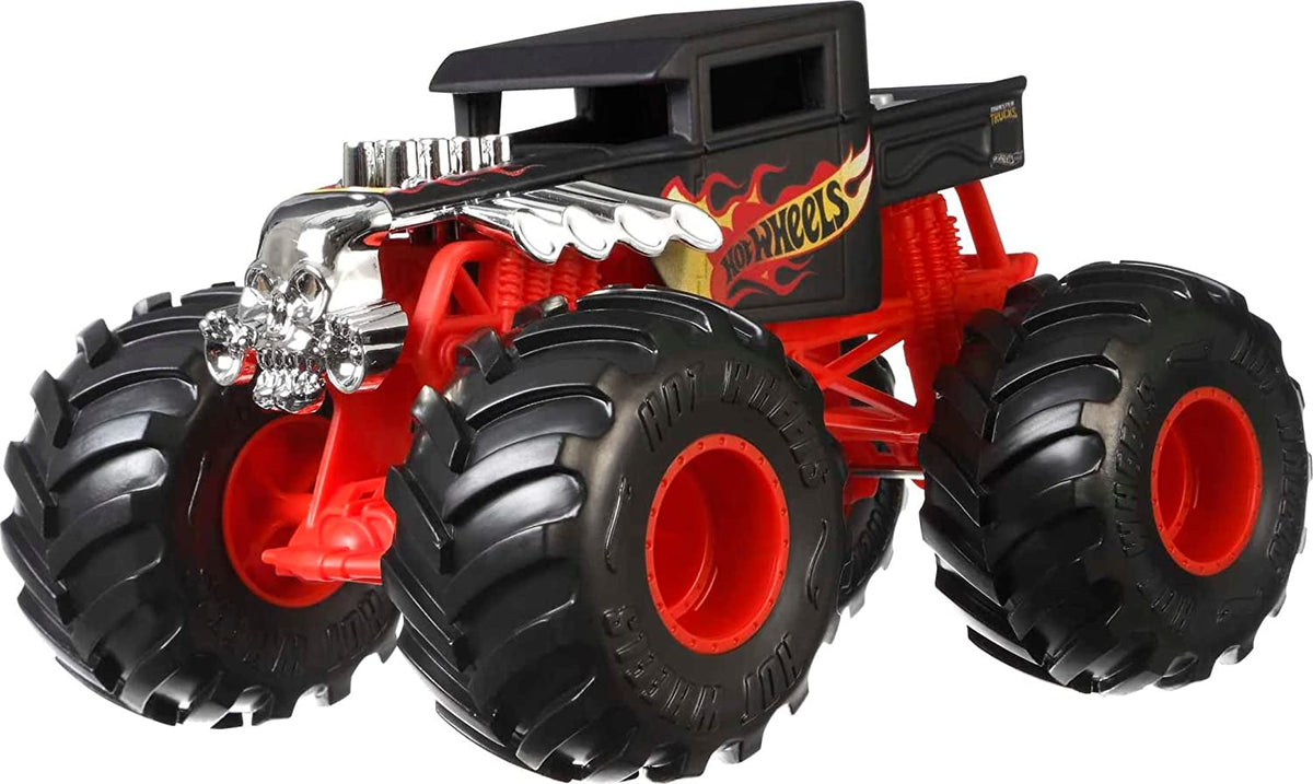 Hot Wheels 1:24 Scale Oversized Monster Truck Bone Shaker Die-Cast Toy Truck with Giant Wheels and Cool Designs