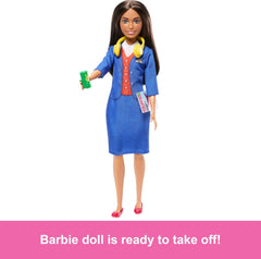 Barbie Flight Attendant Brunette Fashion Doll For Kids Ages 3 Years And Up