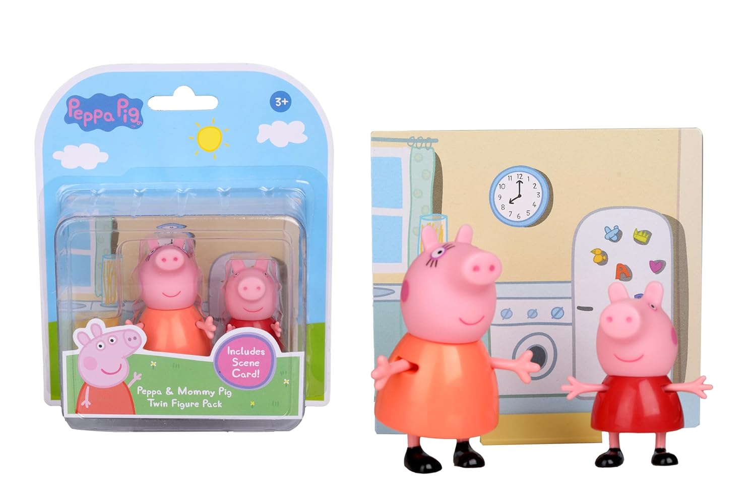 PEPPA PIG and Mummy Pig Twin Figure Fun Pack with Two Poseable Figures and a Scene Card, Preschool Toy for Girls and Boys Ages 3 and Up