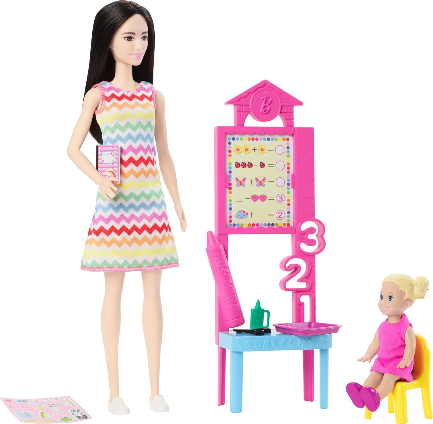 Barbie Teacher Doll With Blonde Fashion Doll, 1 Toddler Doll, & Teaching Accessories For Kids Ages 3+