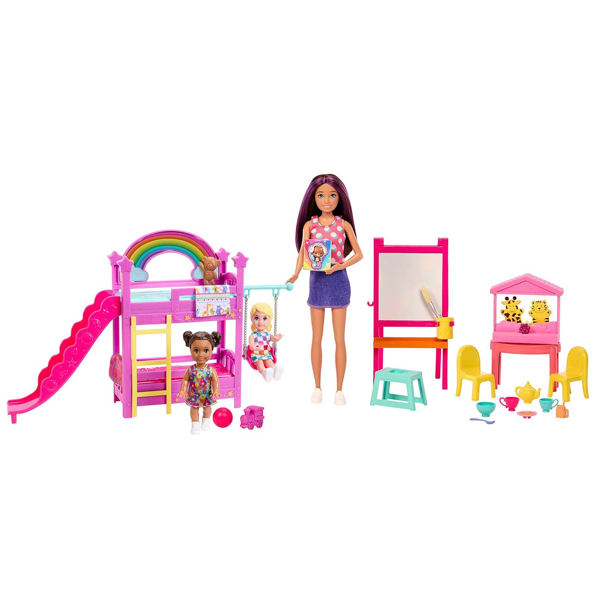 Barbie Skipper Babysitters Inc. Ultimate Daycare Playset with 3 Dolls, Furniture & 15+ Accessories, includes Bunk Beds & Color-Change Easel