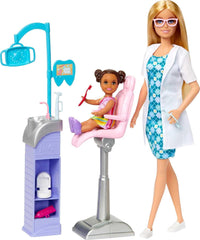 Barbie Careers Blonde Hair Dentist Doll and Playset with Accessories Medical Doctor Set for Kids Ages 3+