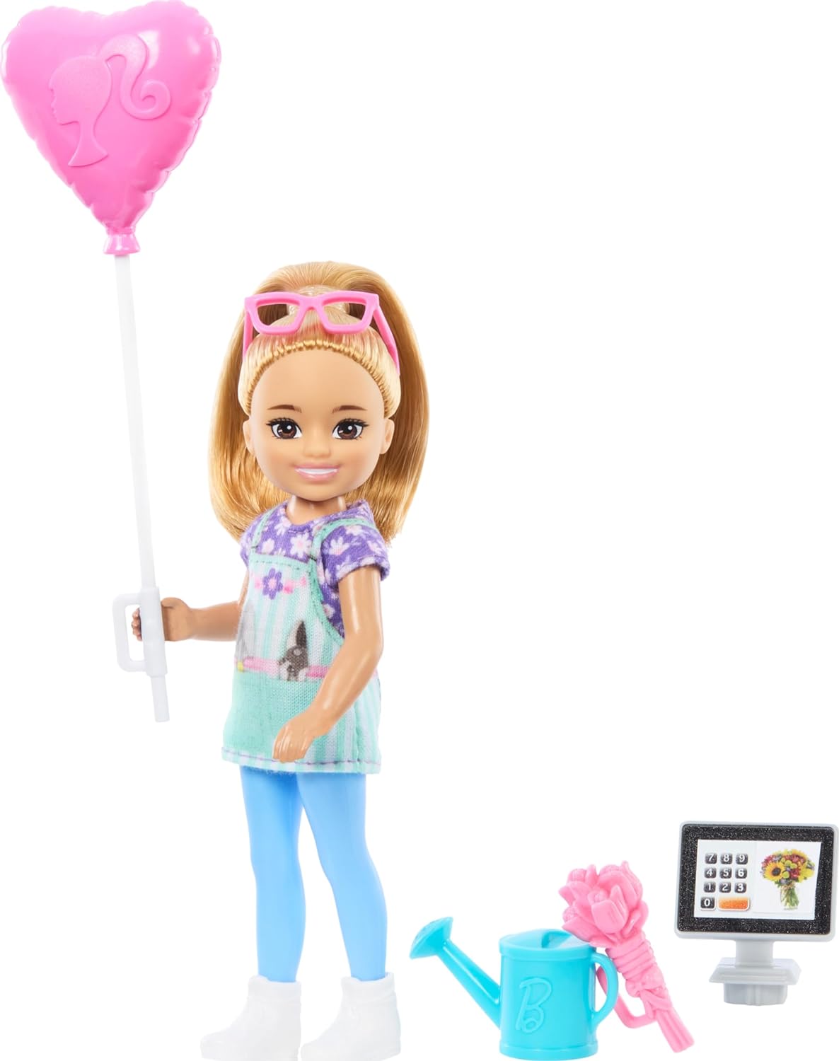 Barbie Toys, Chelsea Doll & Accessories Florist Set, Career Blonde Small Doll with 5 Flower Shop-Themed Pieces Including Bouquet & Register