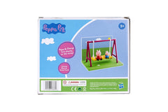 PEPPA PIG Playground Swing Themed Preschool Toy and George, Includes 2 poseable Figures, Playground Swing Accessory and Scene Cards, for Girls and Boys Ages 3 and up