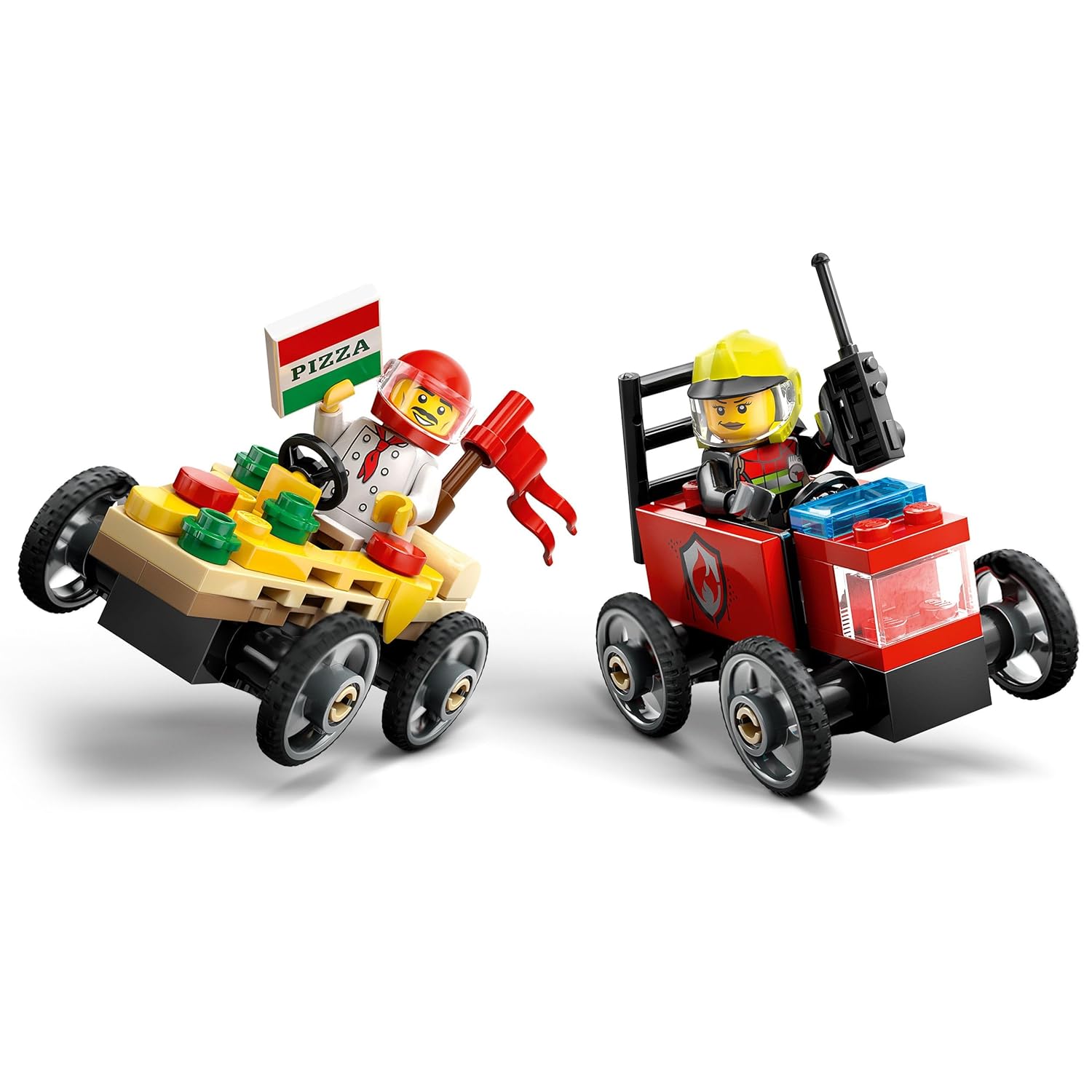 LEGO City Pizza vs. Fire Truck Race Car Building Kit For Ages 5+