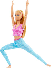 Barbie Made to Move Fashion Doll with Blonde Hair Wearing Removable Pink Sports Top & Blue Yoga Pants, 22 Bendable Joints