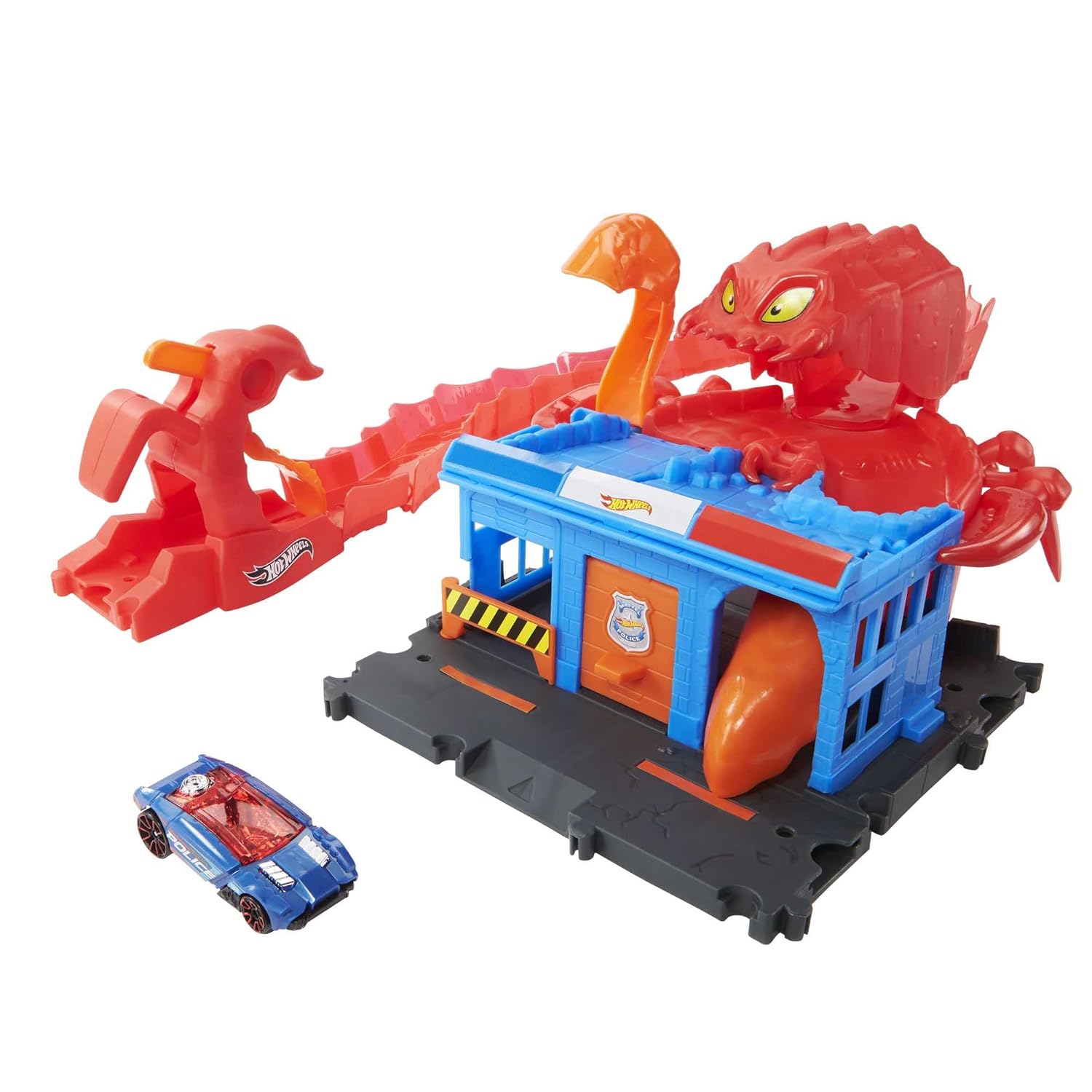 Hot Wheels Track Set With 1 Hot Wheels Car, Adjustable Track That Connects To Other Sets, City Scorpion Flex Attack Playset