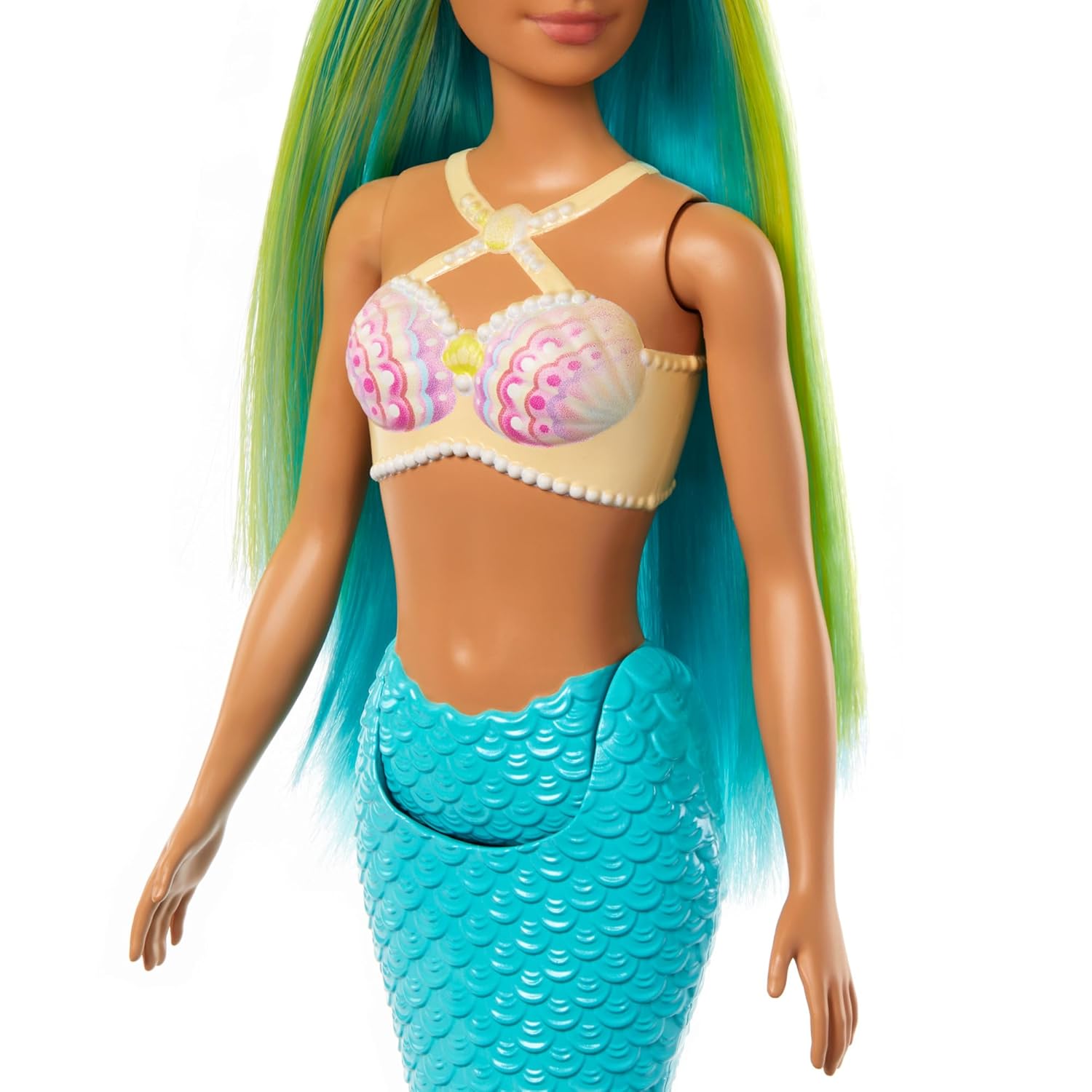 Barbie Mermaid Doll 1 with Fantasy Hair and Headband Accessories, Mermaid Toys with Shell-Inspired Bodices and Colorful Tails