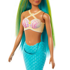 Barbie Mermaid Doll 1 with Fantasy Hair and Headband Accessories, Mermaid Toys with Shell-Inspired Bodices and Colorful Tails