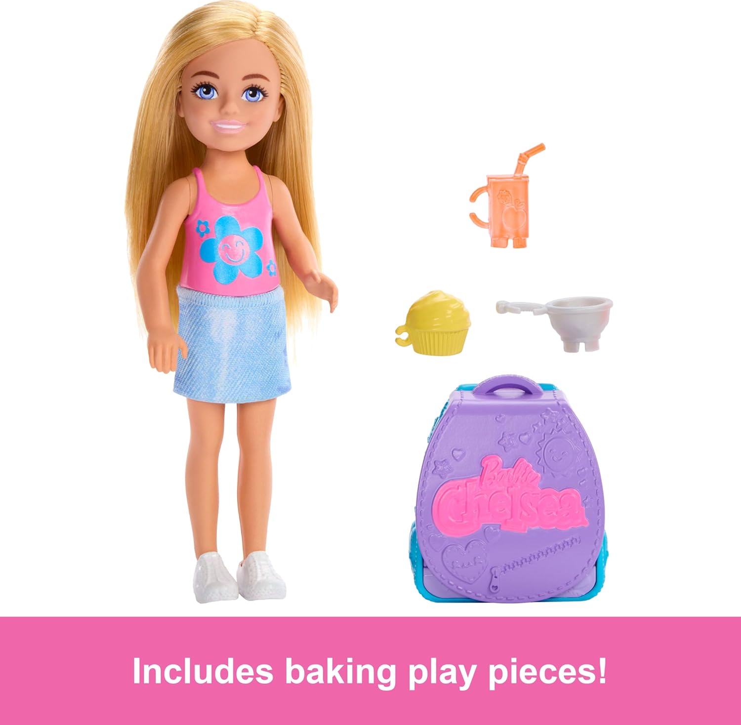 Barbie Family & Friends Chelsea Cupcake Baking Backpack Chelsea Doll And Accessories For Kids Ages 3+