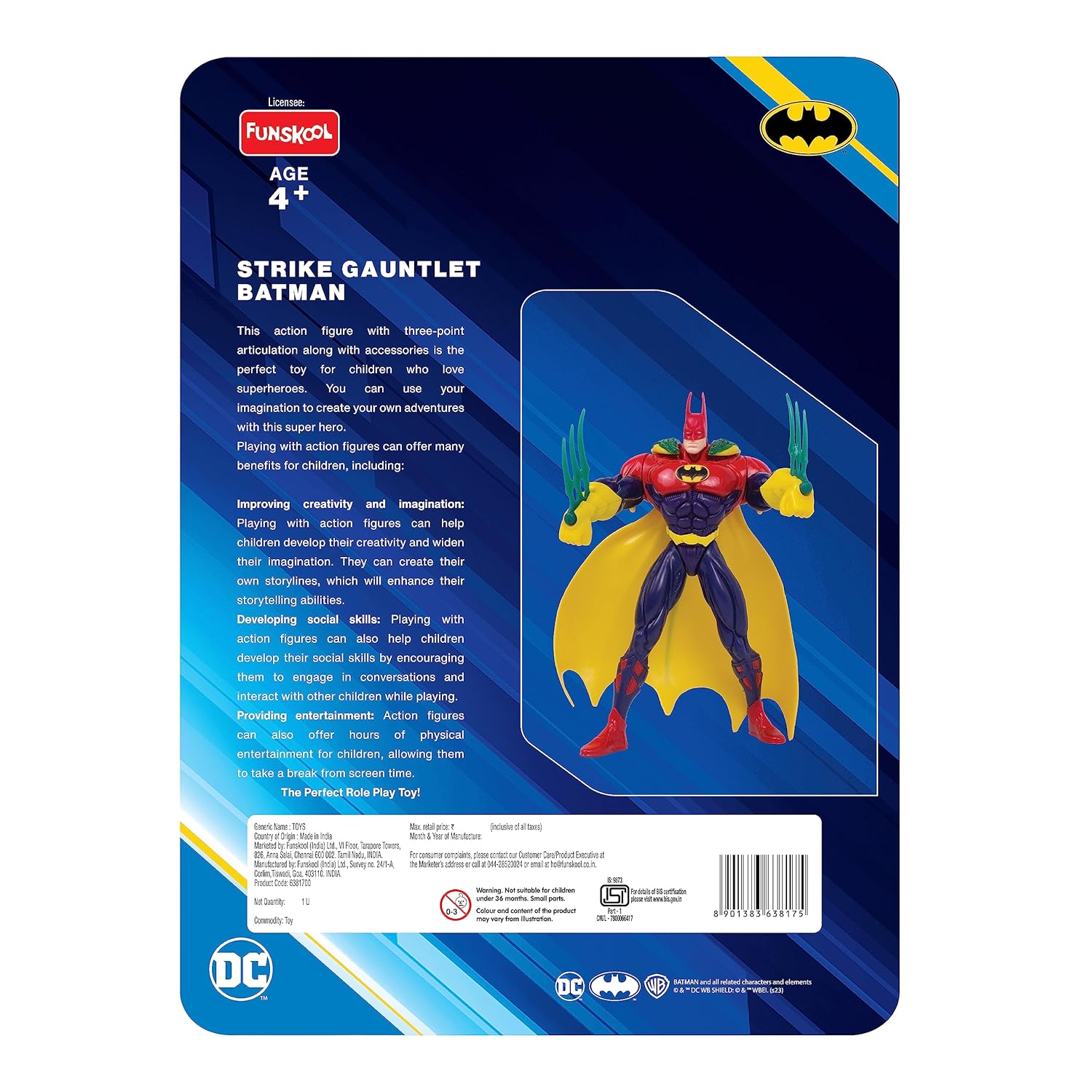 Funskool Assault Gauntlet Batman Action Figurine for Ages 4+ (Card & Design May Vary)