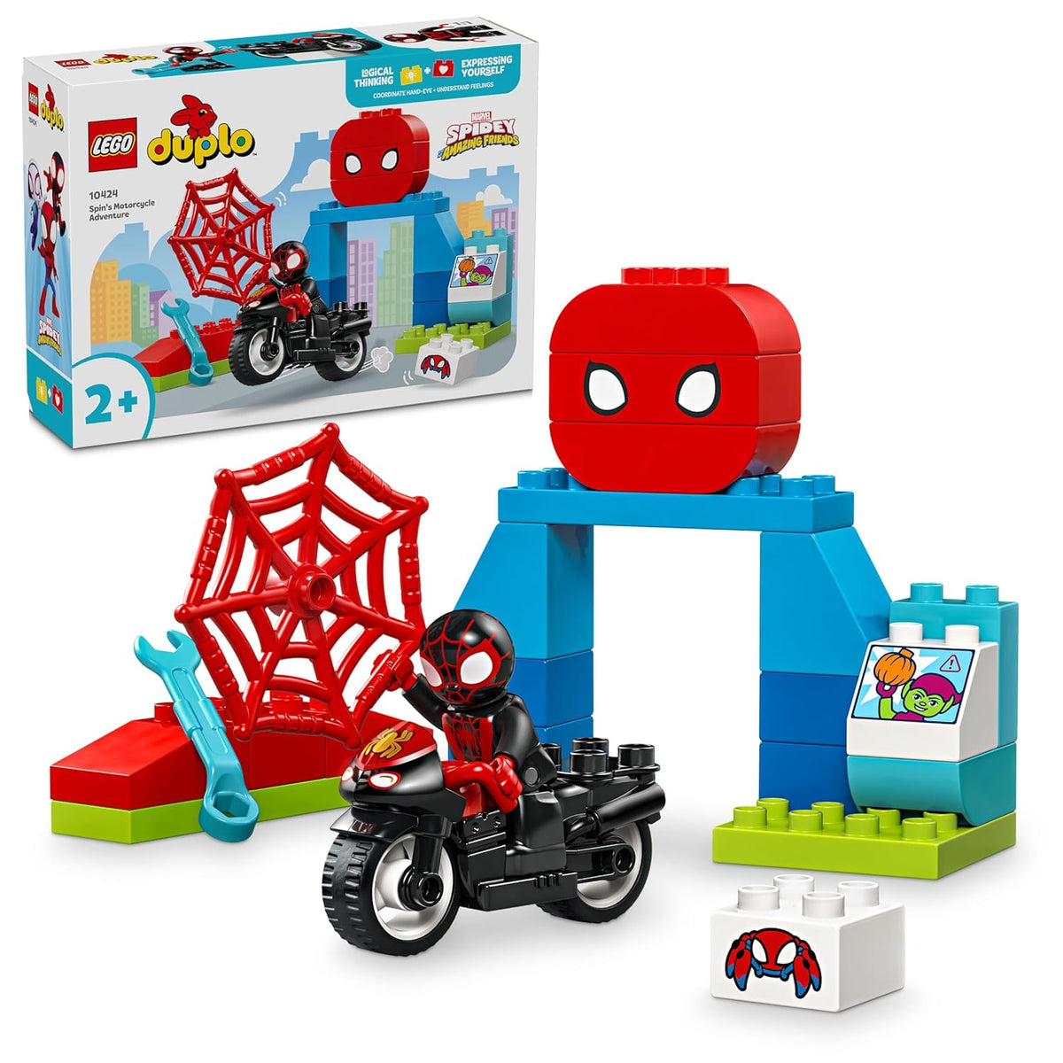 LEGO DUPLO Marvel Spinâ€™s Motorcycle Adventure Set Kit for Ages 2+