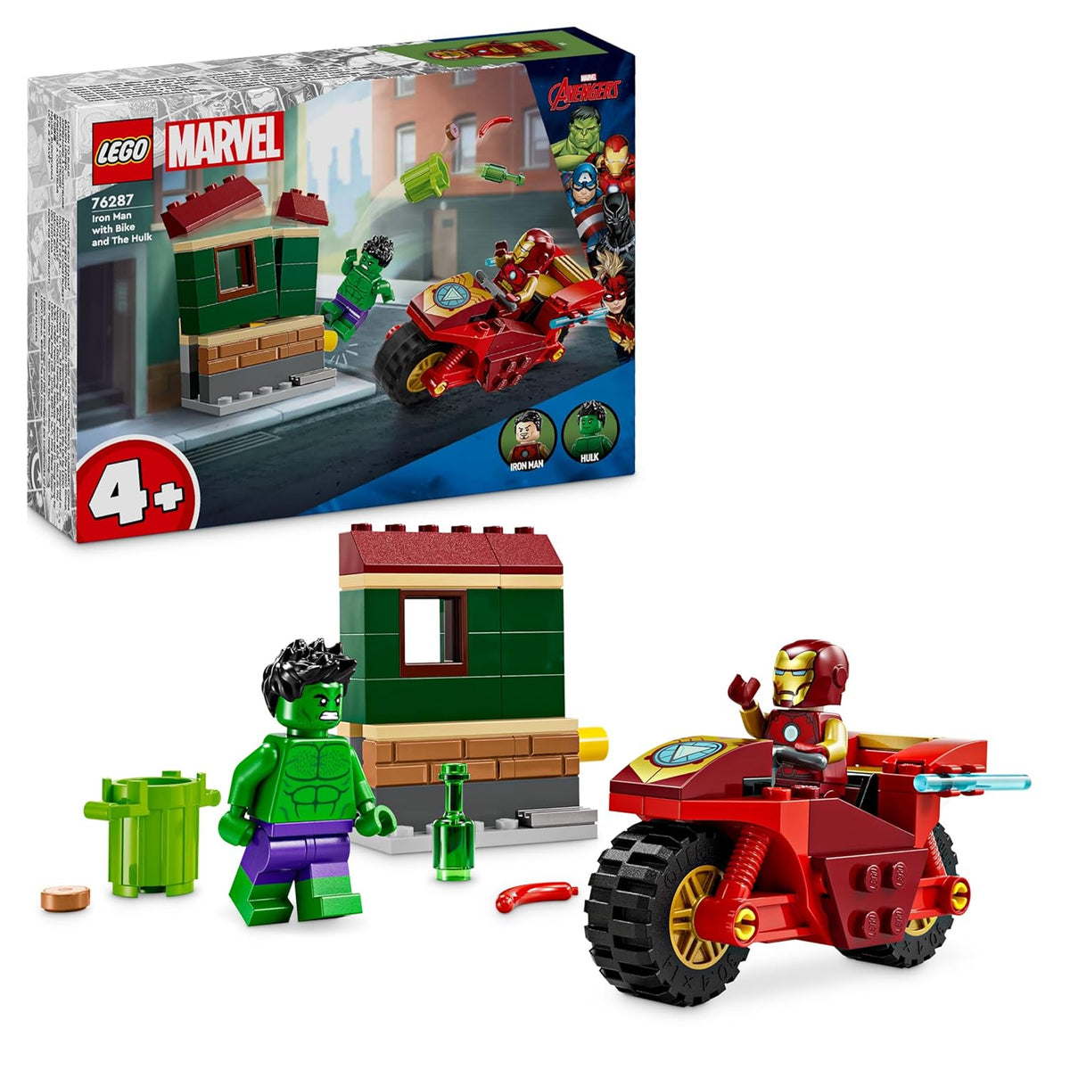 LEGO Marvel Iron Man with Bike and The Hulk Building Kit for Ages 4+