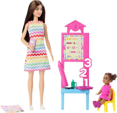 Barbie Teacher Doll With Brunette Fashion Doll, 1 Toddler Doll, & Teaching Accessories For Kids Ages 3+